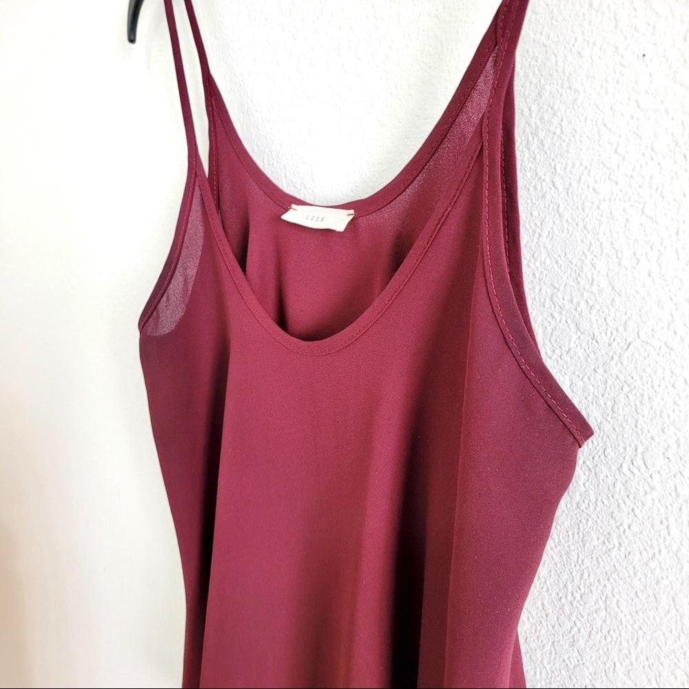 Lush • Maroon Flowy Chiffon Tank Top - Picture 3 of 5